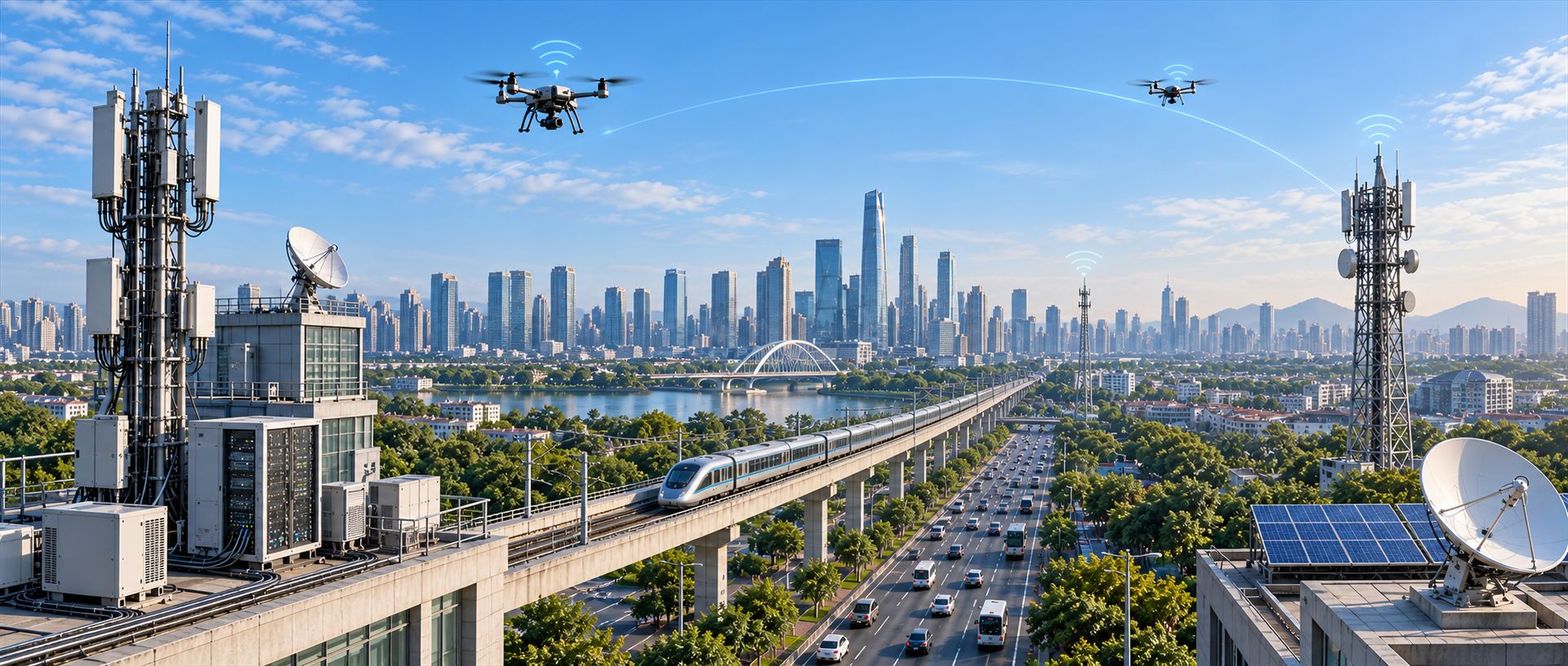 Konektivitas, transportasi, dan infrastruktur teknologi kota modern