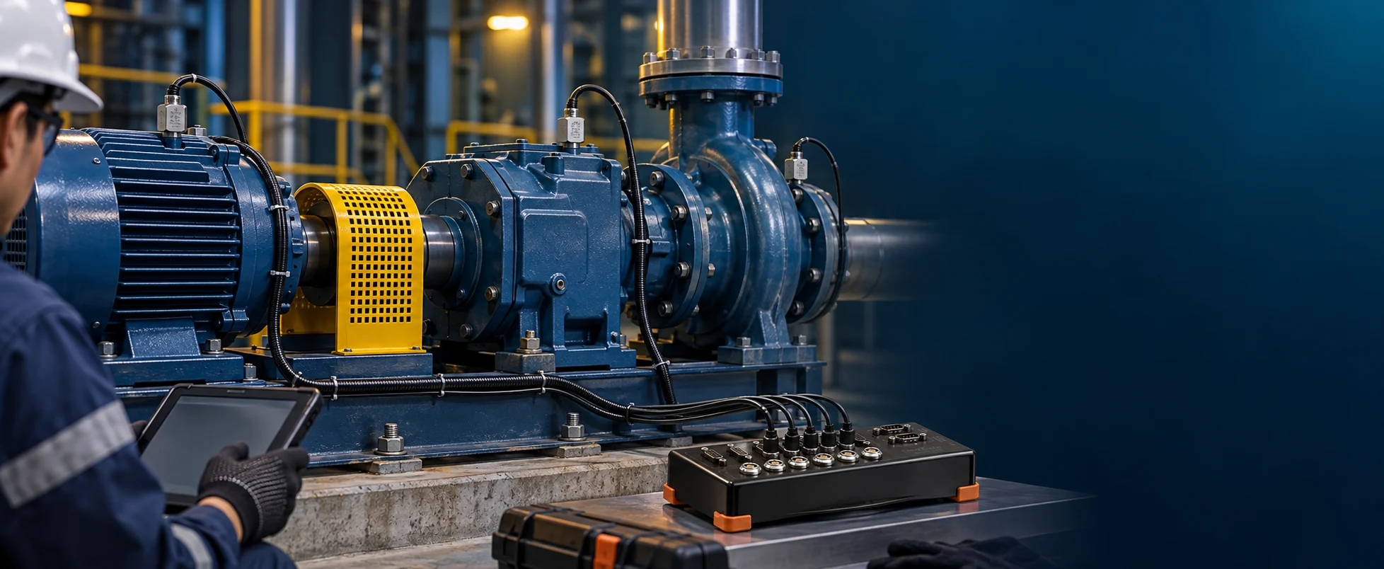 Monitoring getaran pada rangkaian motor pompa dan gearbox dengan accelerometer dan DAQ