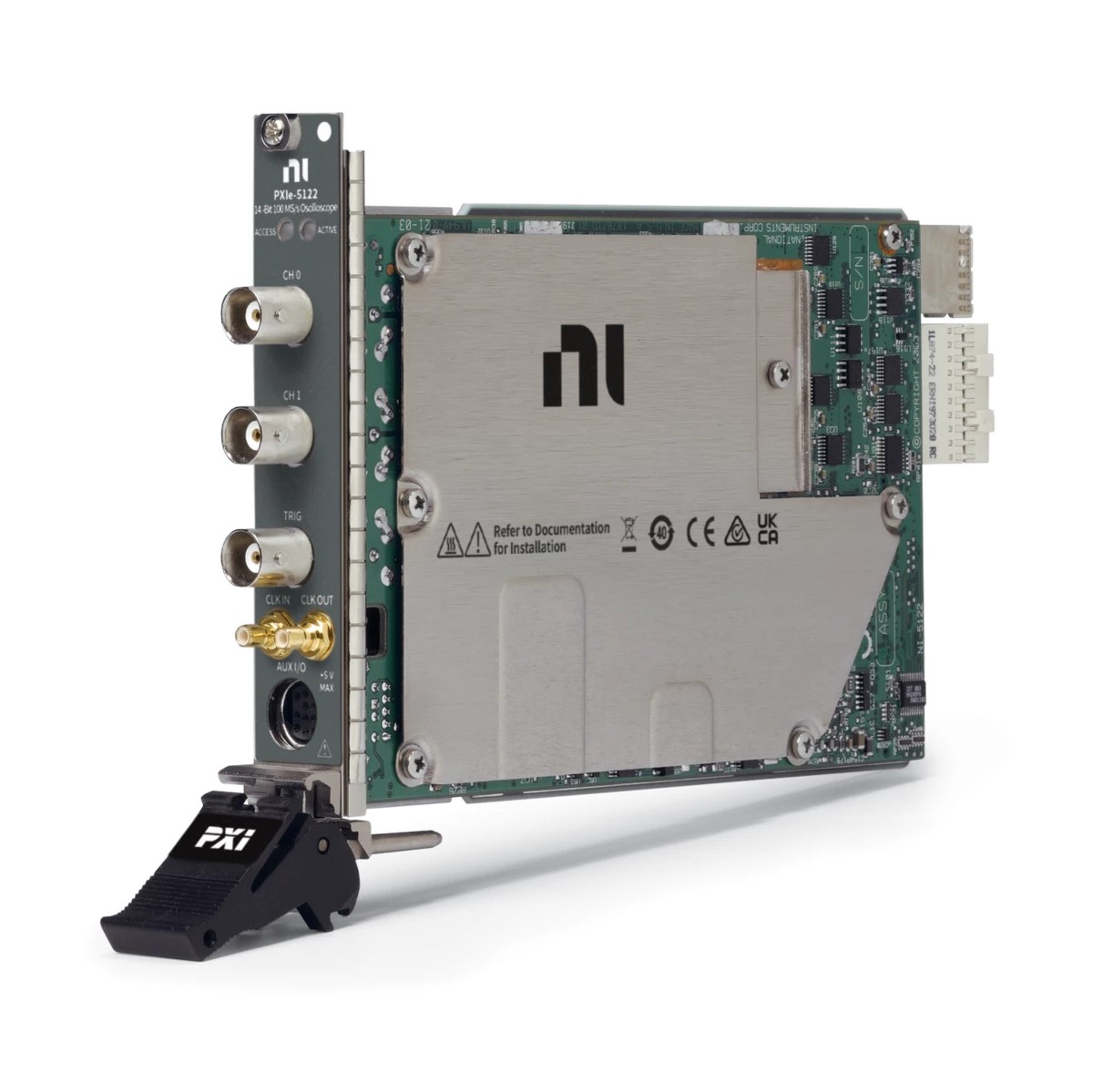 PXIe-5122 PXI Oscilloscope, 100 MHz, 14 bits, 100 MS/s, 2 Channels, 8 MB/ch